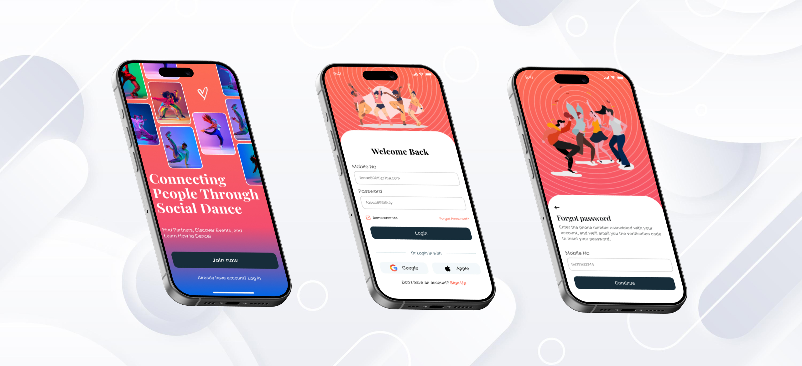 Dance MatchMaker dance app UI design Hardkore Tech portfolio